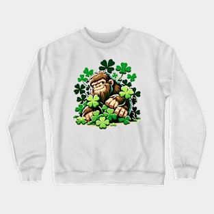 Bigfoot and Shamrocks: A Playful Mystery Meets Luck Design Crewneck Sweatshirt